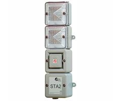 STA2DC024MS11250 E2S  LED Alarm Tower STA2DCG 24vDC [grey] with SONF1 + RED &amp; BLUE LED Elements